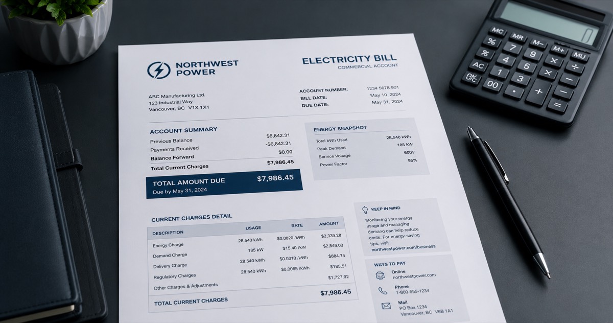 Electricity bill cost placeholder